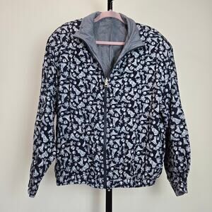 Vintage Men's Reversible Novelty Golf Print Bomber Windbreaker Jacket Head Large